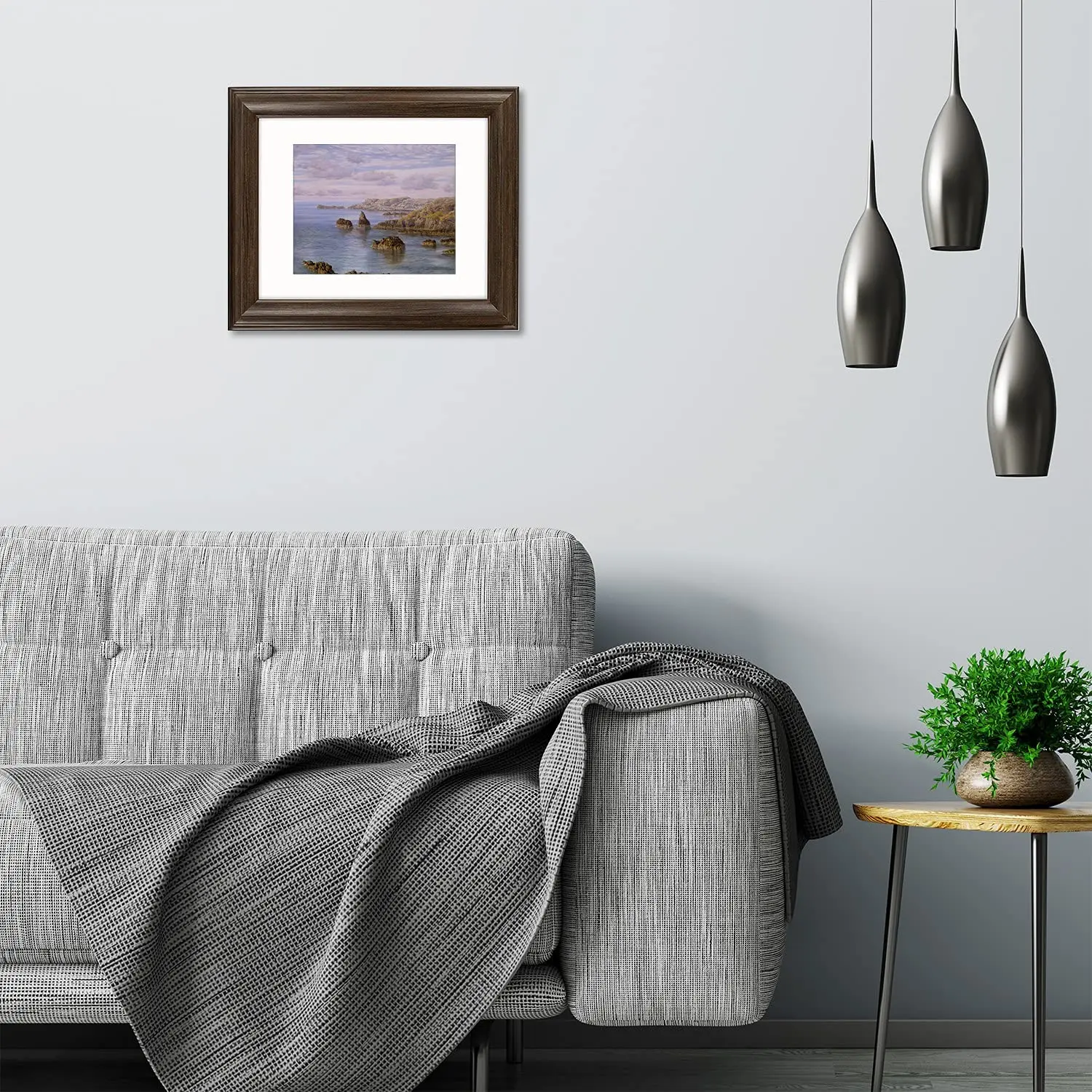 11x14 Brown Color Photo Frame 2-inch wide with Ivory Mat for 8x10 Picture and Real Glass