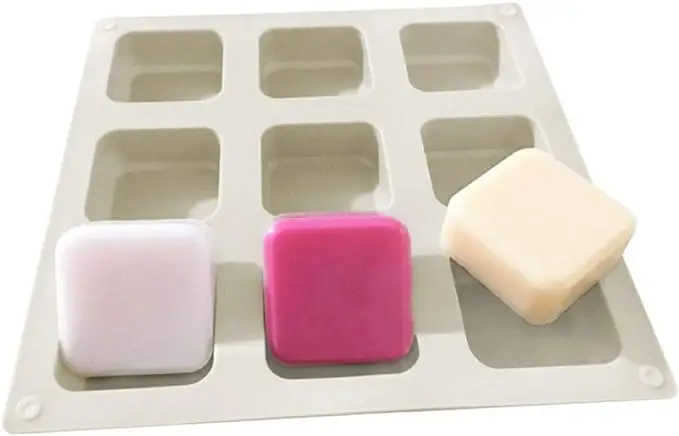 Silicone Soap Molds 9 Cavities Square Soap Mold DIY Handmade Silicone Mold for Soap Making Pudding Muffin Loaf Brownie Cornbread