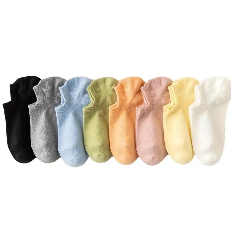 Boat Socks Spring and Autumn Macaron Color Light Mouth Invisible Short Socks Anti slip and Solid Color Boat Socks