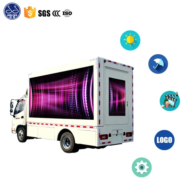 FAW 4*2 hd full color p5 outdoor mobile led video advertising tvled display box truck for sale
