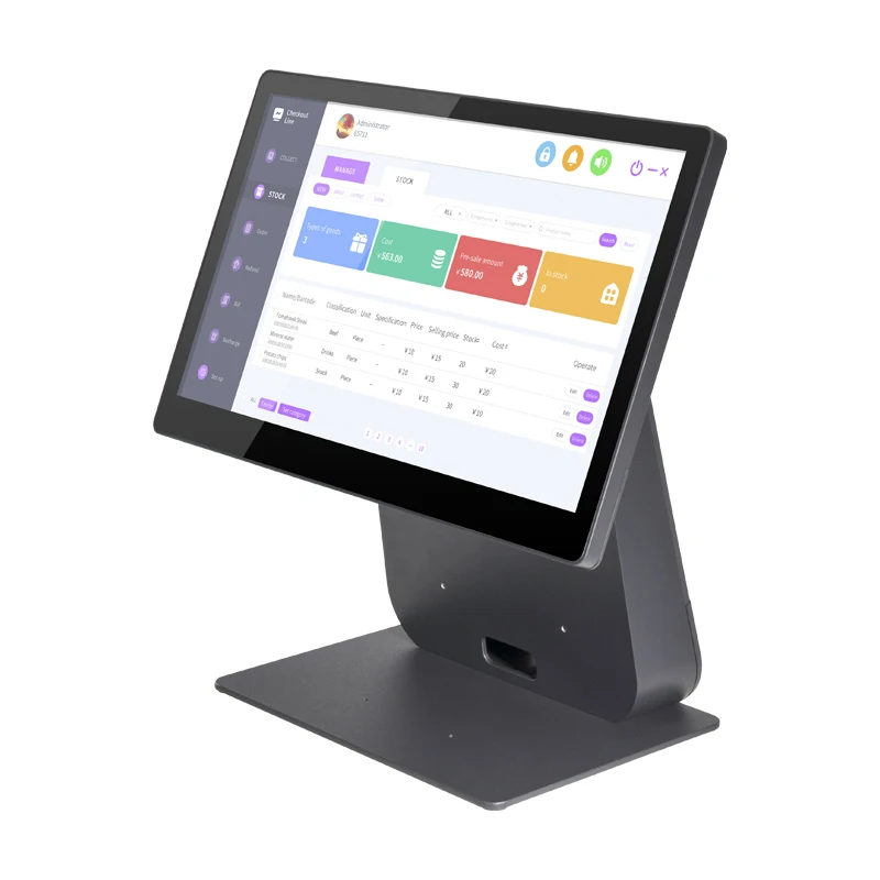 POS Systems with Customer Display POS Cashier Terminal Sturdy Desktop POS Machine 15.6 inch Screen