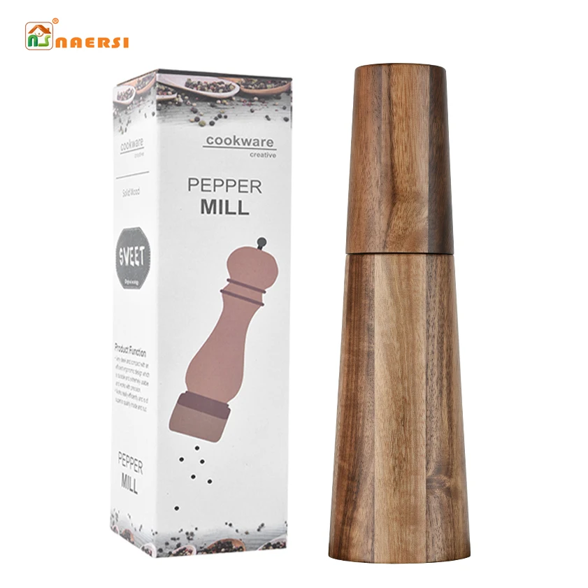 New Style Manual Acacia Wooden Pepper Grinder and Salt Mills, Spice Grinder With Adjustable Coarseness  for Seasoning