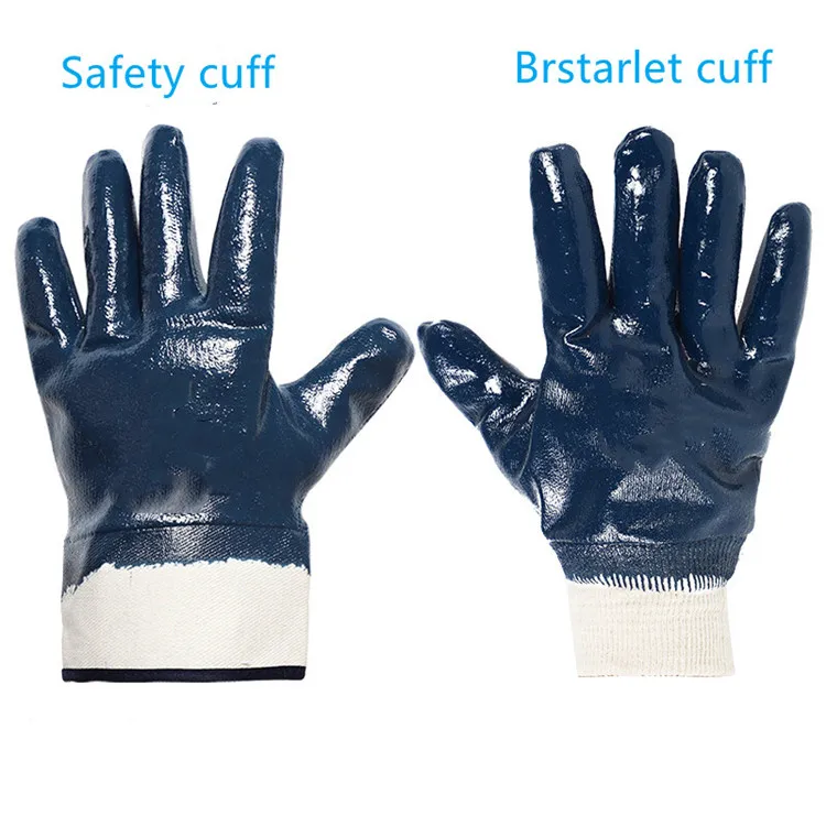 China Supplier Wholesale Heavy Duty Nitrile Blue Coated Gloves Oil And Gas Resistant Safety gloves