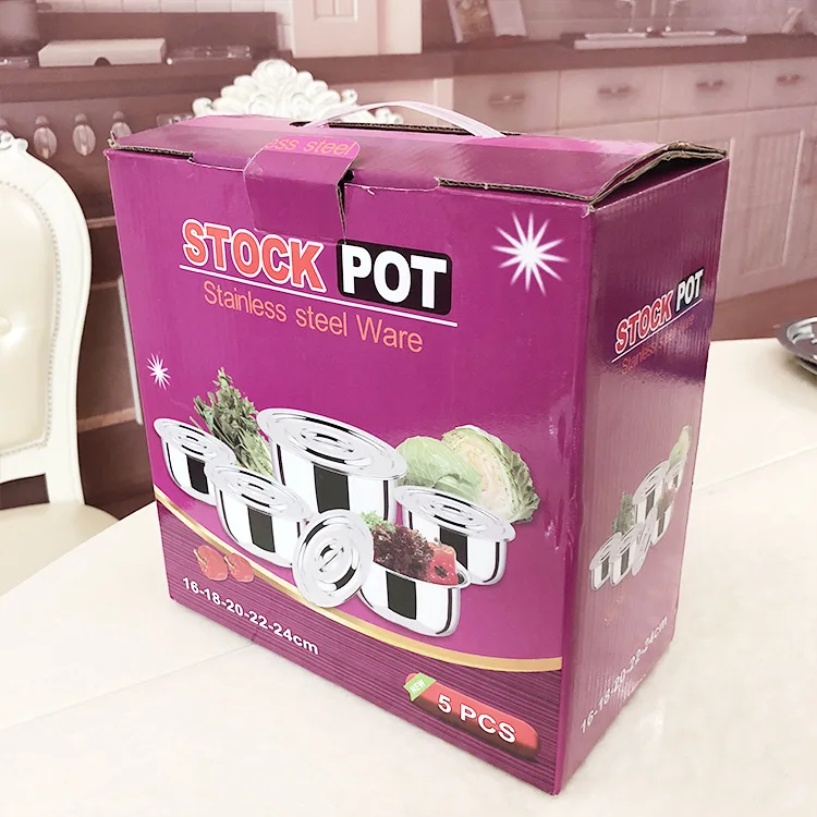 Five-Piece Stainless Steel Thai Cooking Pot Set with Lid Sustainable Metal Flavor Pot for Kitchen Use for Gift