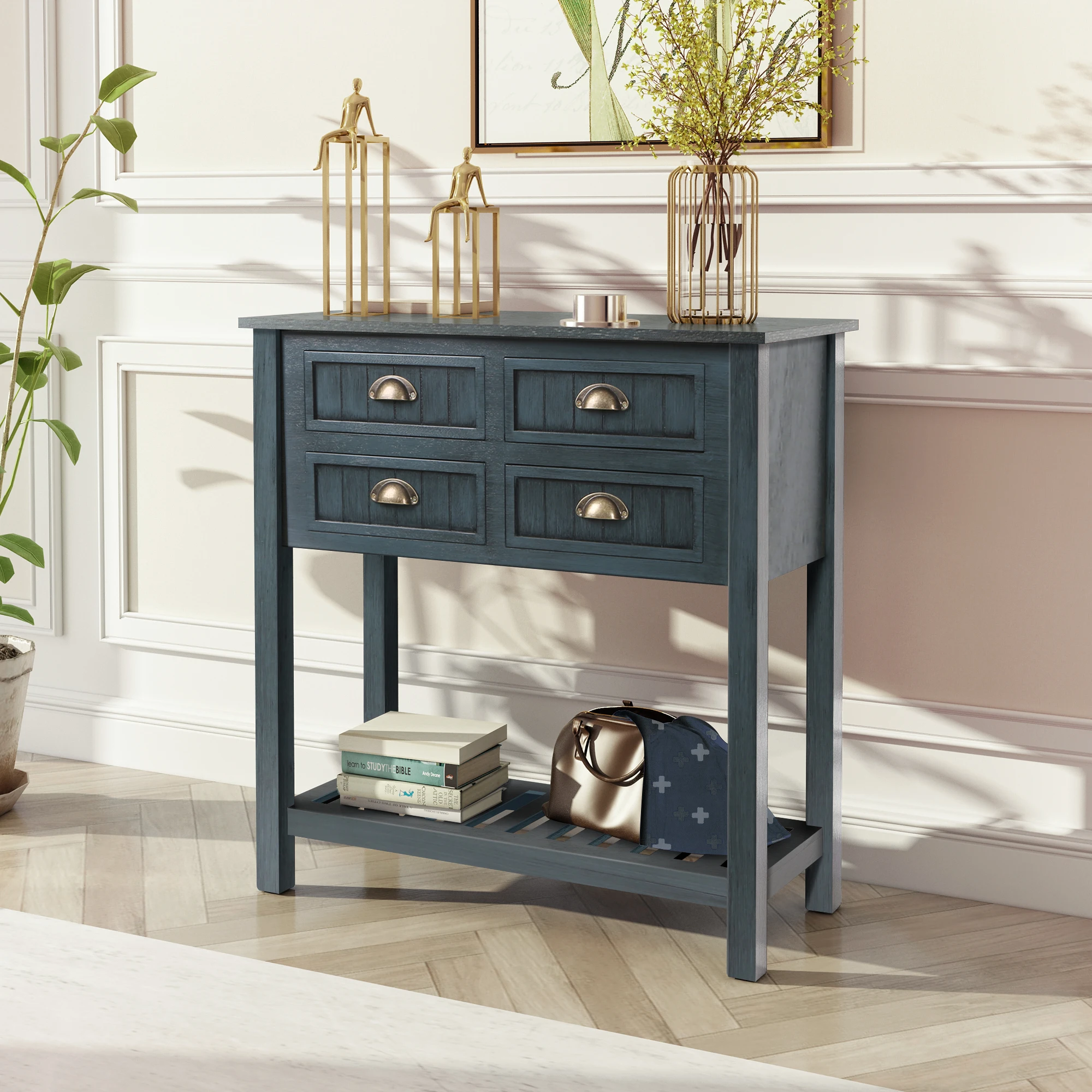 Entry Mudroom Furniture Vintage Nordic Style Multi Space Storage Cabinet Console Table