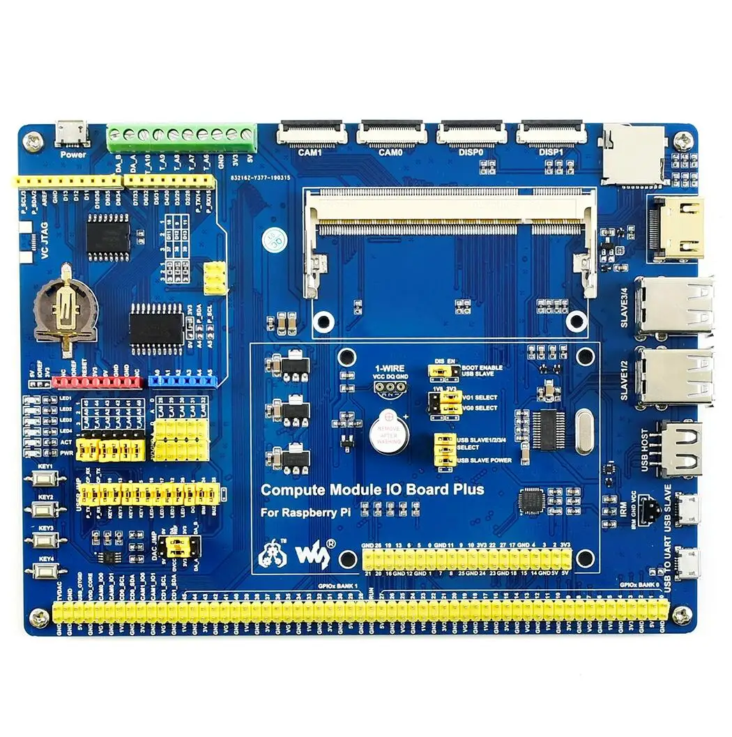 Waveshare Raspberry Pi Compute Module 3+ Development Kit Type A CM3+ 8GB 16GB 32GB Optional with IR Remote Controller
