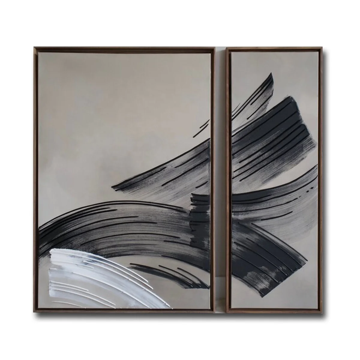Contemporary set of Black White Abstract Wall Art 3D Lines Modern Canvas Oil Paintings Art Luxury Home Decor