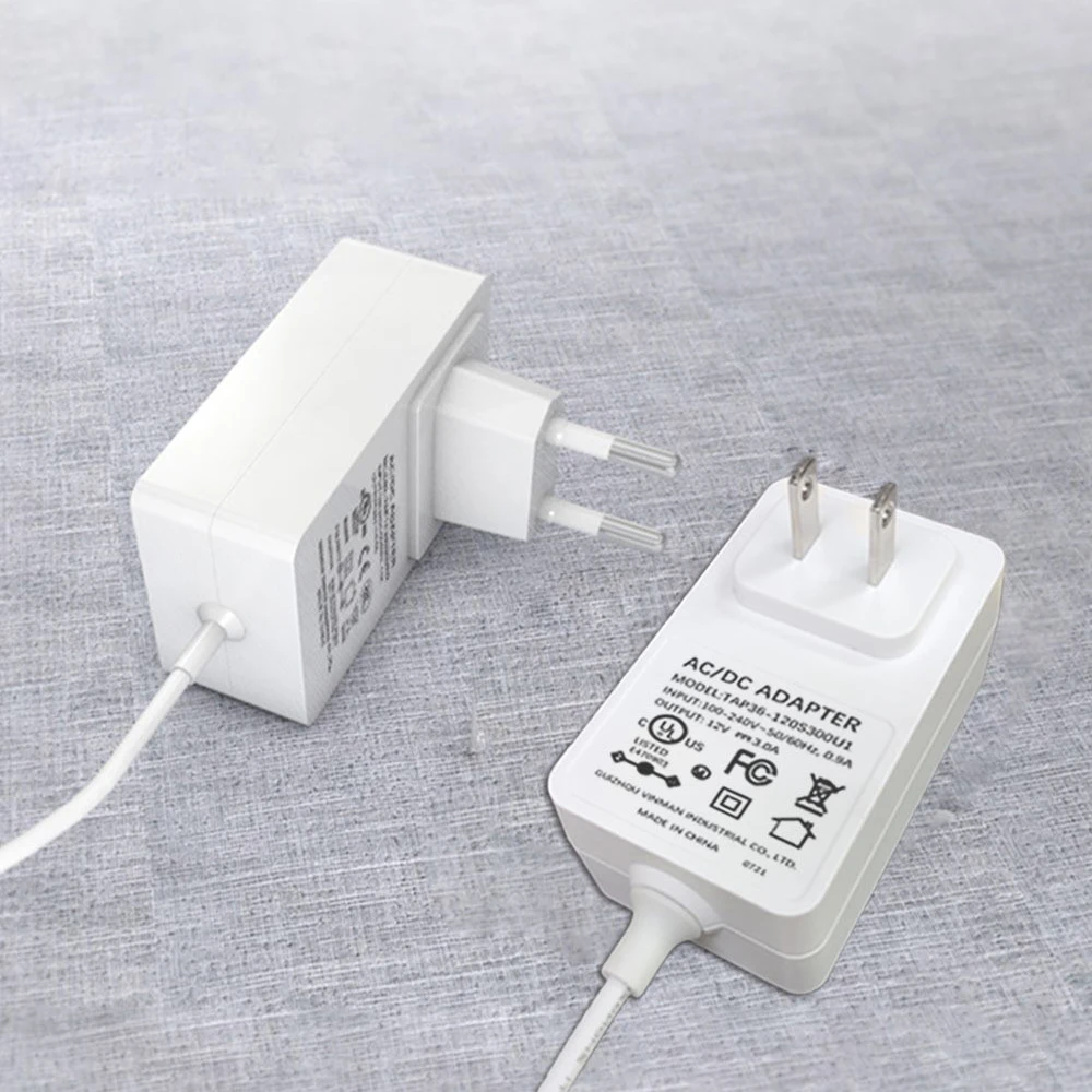 Customized white US EU Plug 110V 240V AC charger for LED stripe charging 12V 3A power supply ac dc adapter battery charger