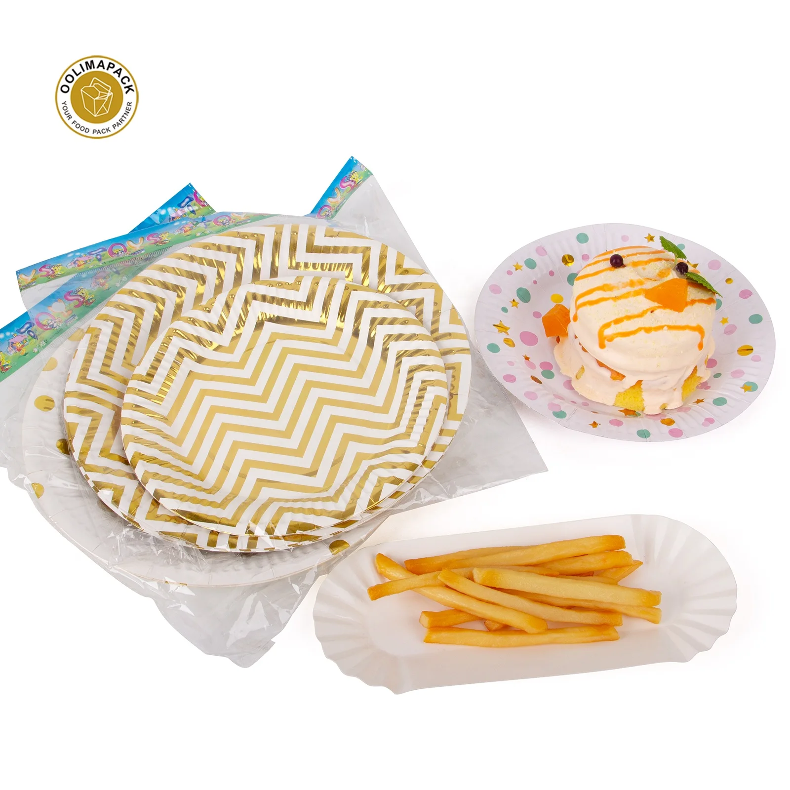 Посуда, экологически чистые одноразовые бумажные тарелки золотого цвета, блюда оптом на Рождество, День благодарения, свадьбу