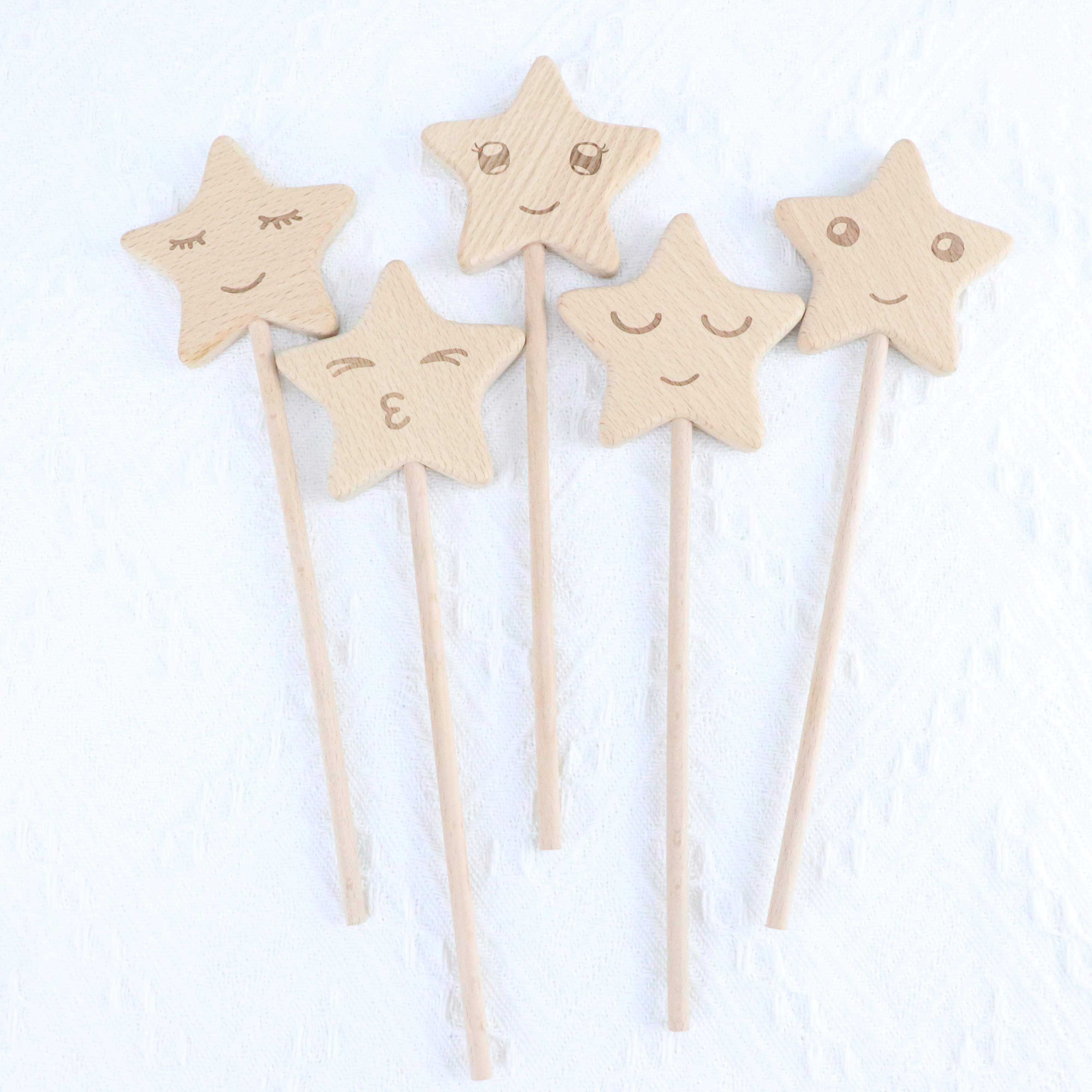 Customized Logo Fairy Accessories Art Crafts Princess Stick Christmas Unfinished Natural Kids Wood Star Magic Wand