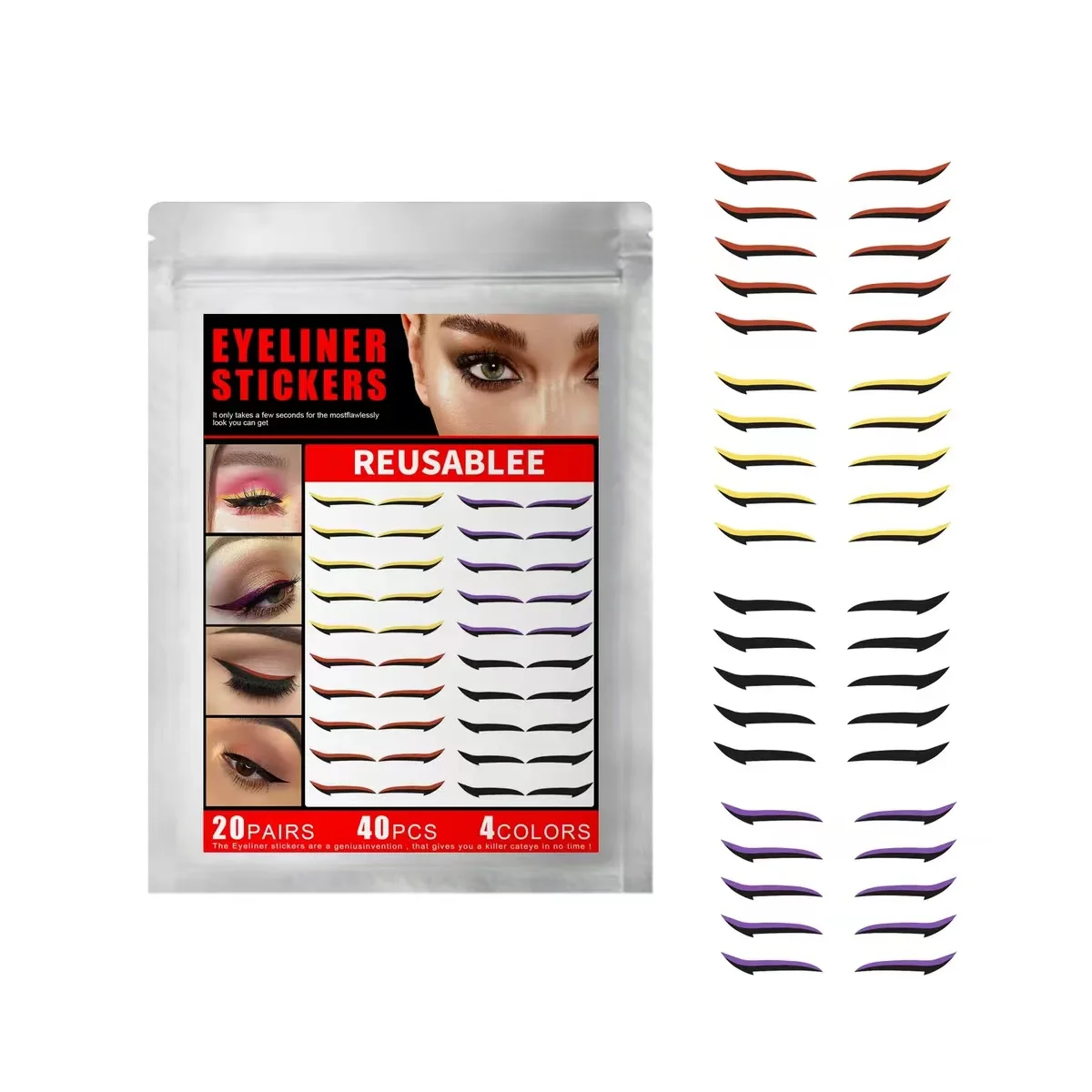 Розовая подводка для глаз, наклейки для накладных ресниц, натуральные модные очаровательные наклейки для накладных ресниц