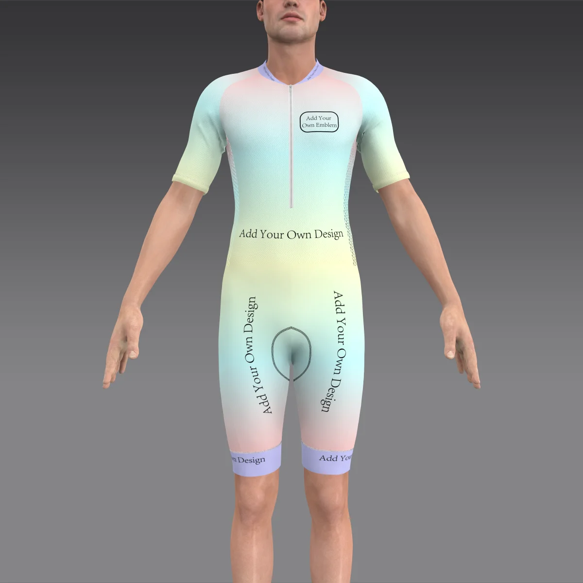 HIRBGOD Customizable Mens Tri Suit With Short Sleeve 1/4 Zipper Tri Pad Color logo  Layout for Team Race  Triathlon Suit