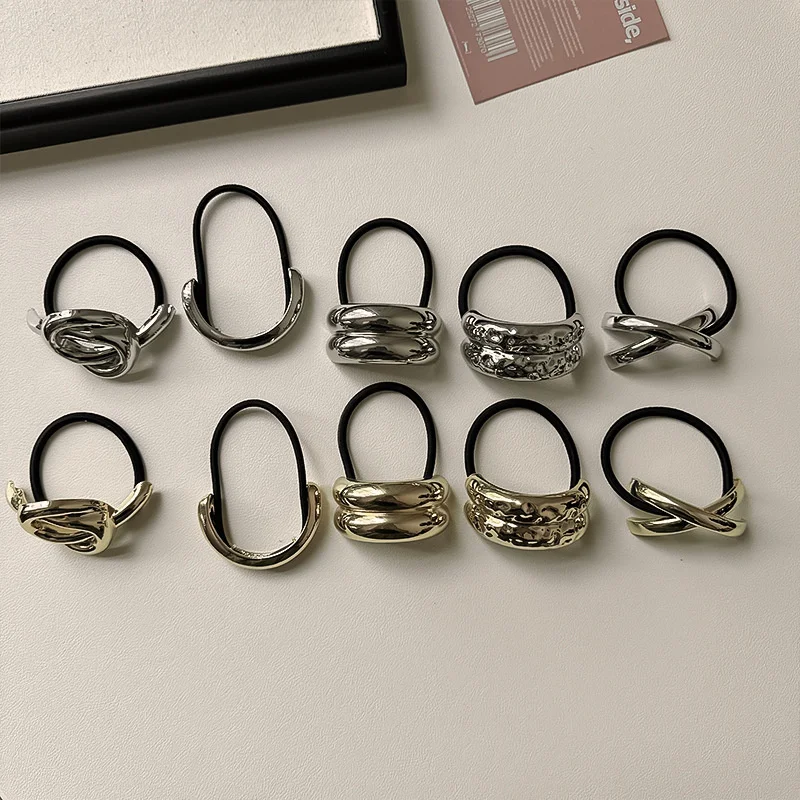Luoyan Fashion Geometric Metal Simple Small Rubber Band Head Rope Hair Accessories Hair Rope for Women