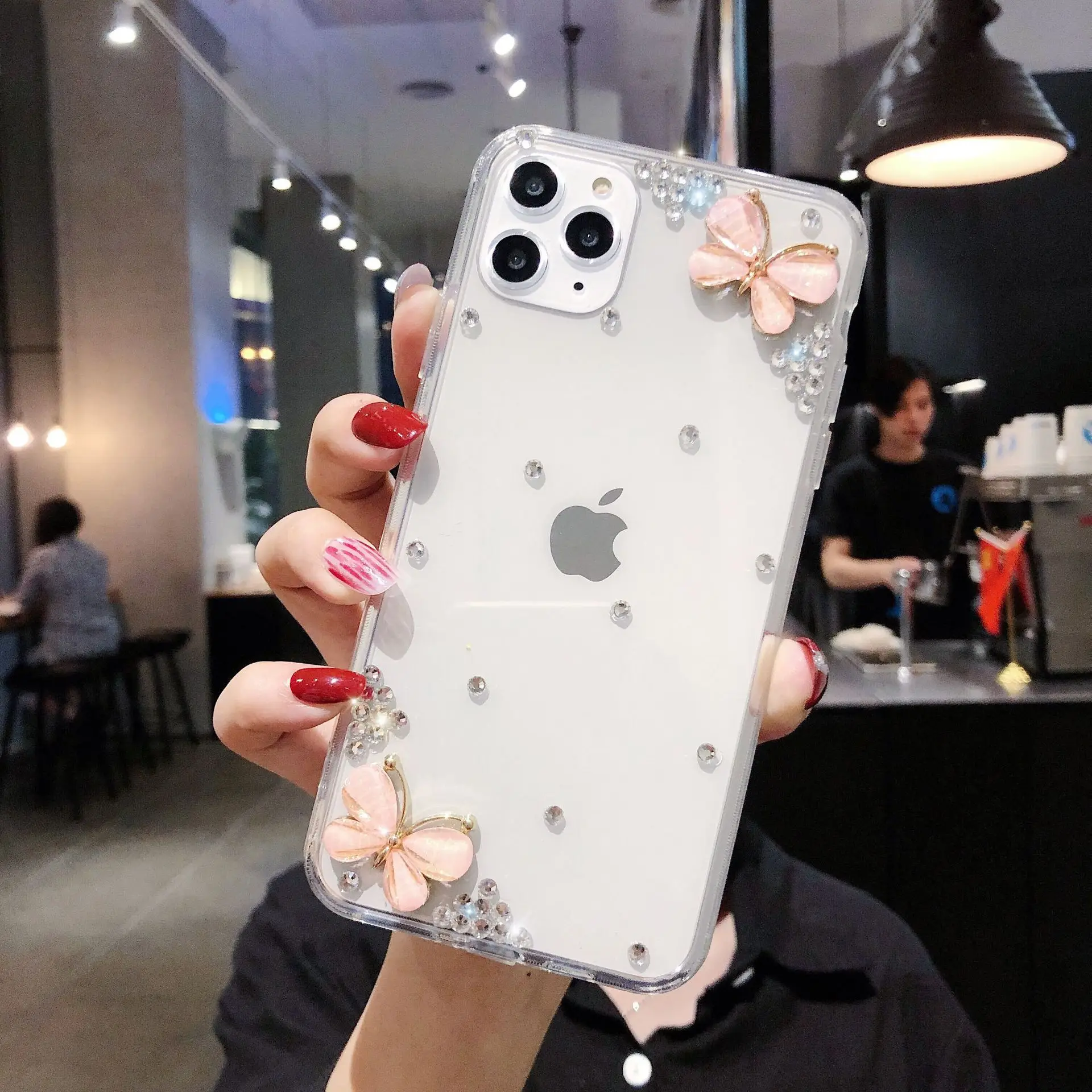 
Butterfly TPU Phone Case For Iphone Series With Diamond Support Iphone 11,11 PRO and 11 PRO MAX 