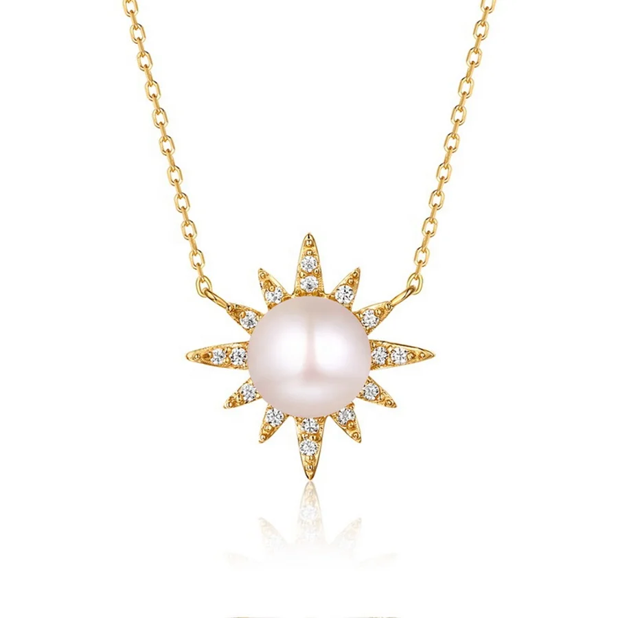 2024 New 925 Sterling Silver Necklace Female Sunflower Clavicle Chain Freshwater Light Pearl Pendant Manufacturers