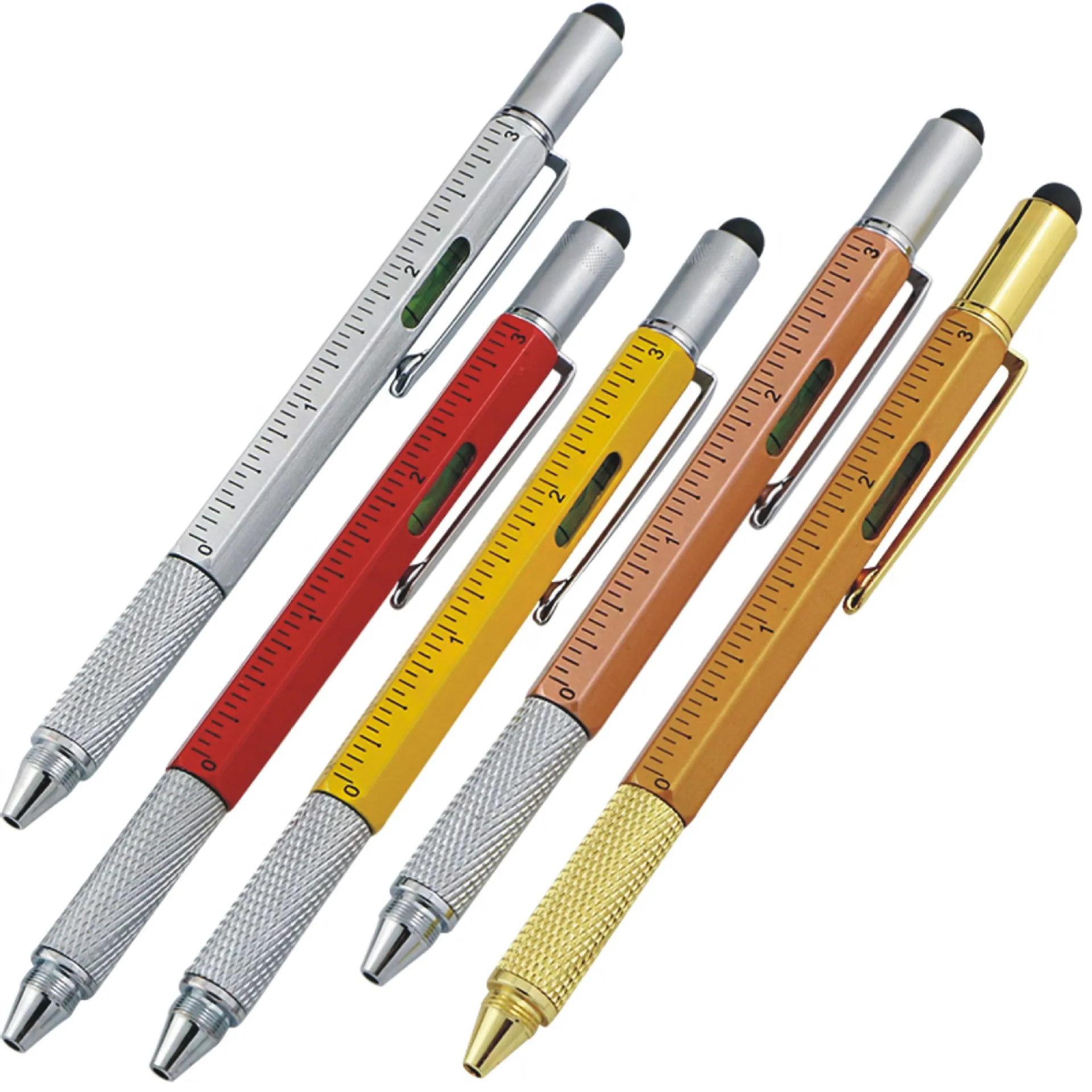 Modern Design Overvalue Handy Tech Tool Ballpoint Pen Screwdriver Ruler Spirit Level 6 in 1 multi-function pen