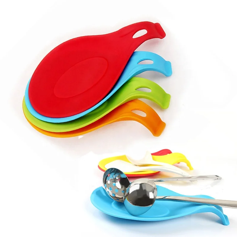Heat Resistant Silicone Spoon Rest Non-stick Kitchen Utensil Spatula Holder