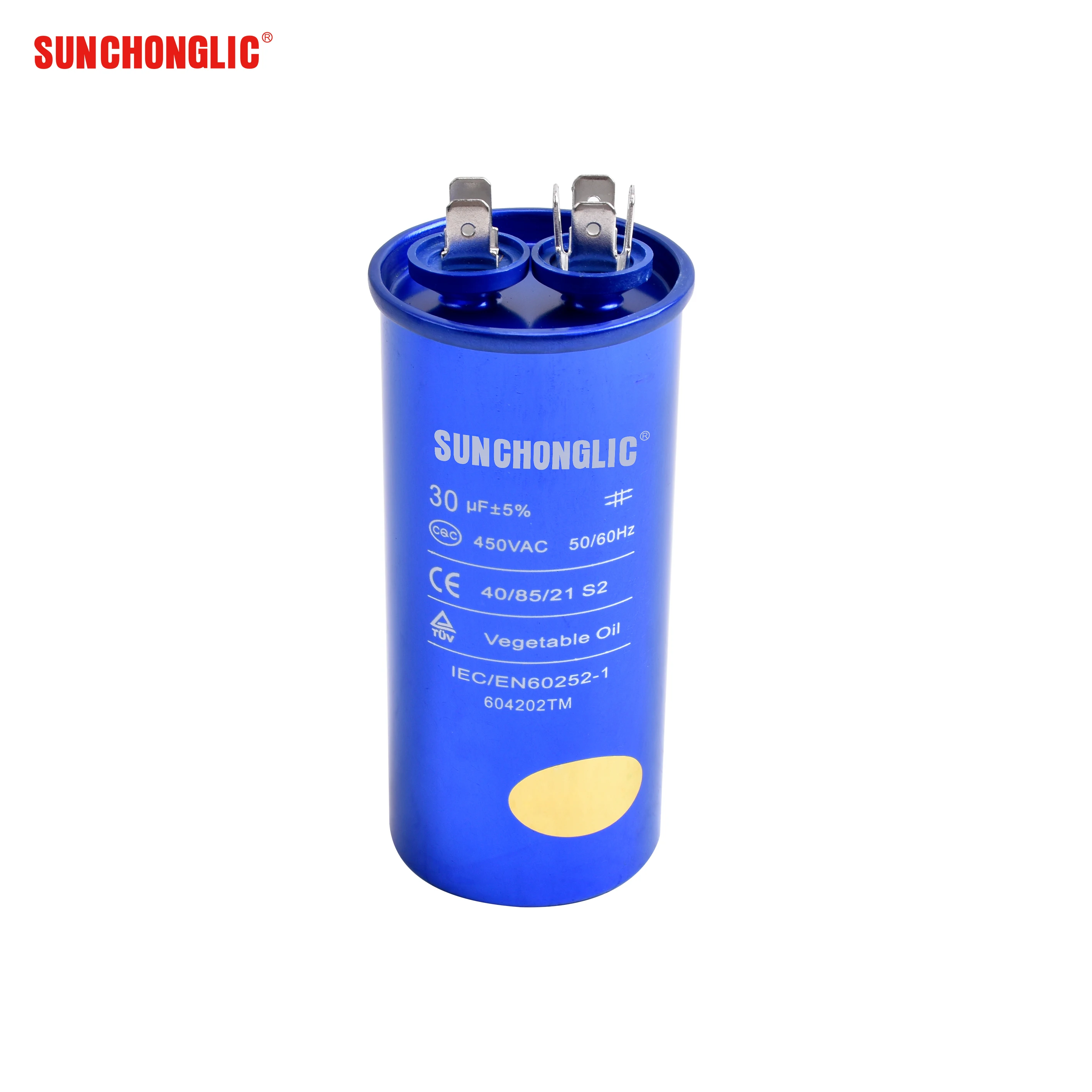 Sunchonglic high quality Capacitors 30uf 450V CBB65 capacitor for air conditioner parts