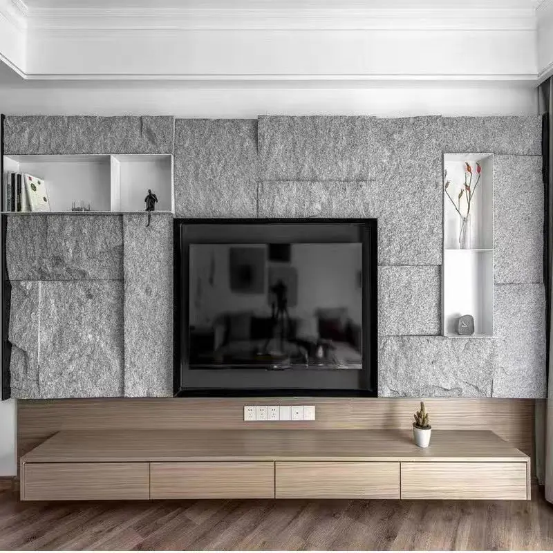 Natural Split Grey Granite Loose Stone Wall Panel Bricks for Park Wall Cladding Natural face stone mushroom stone wall