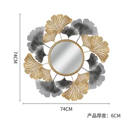 Interior Decoration Modern Classical Bedroom Custom Decorative Wrought Iron Metal Art Hanging Wall Mirror