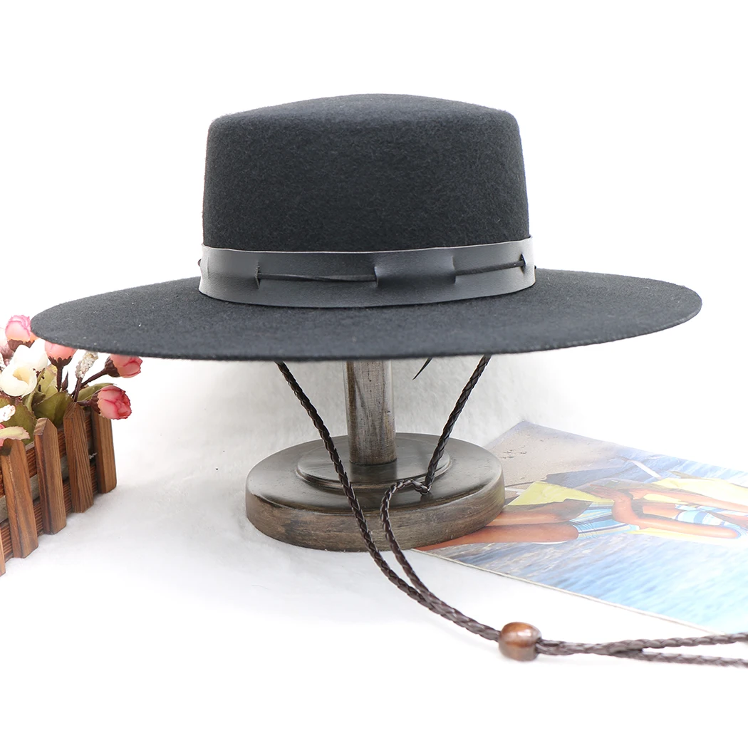 Woolen Hat for Womens /Mens Fashion Wide Brim Hats with Bow Customized logo Panama Felt Hat