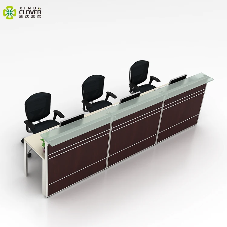 Counter salon used aluminum frame glass panel standard standing white modern office reception desk