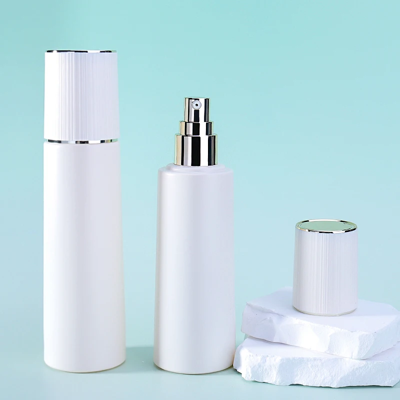 luxury cosmetic packaging serum glass bottle with dropper pump for essential oil lotion white porcelain