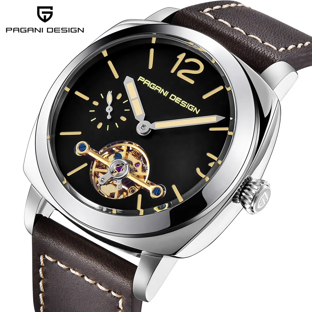 PAGANI DESIGN Luxury Tourbillon Mechanical Watch Luminous Leather Fashion Casual Hollow Automatic Watch Direct Sales