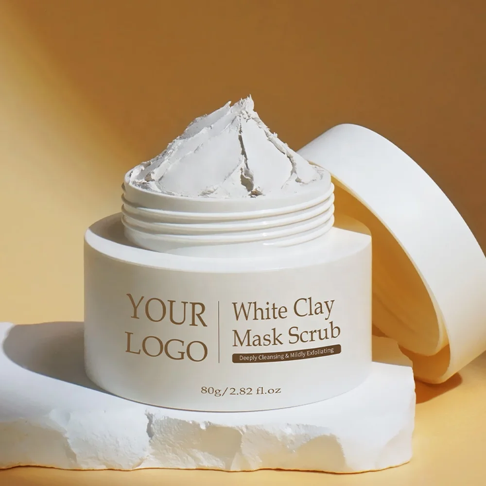 Custom Cruelty-Free Face Exfoliating Cleans Pores Reduces Acne Blackhead Kaolin White Clay Mask