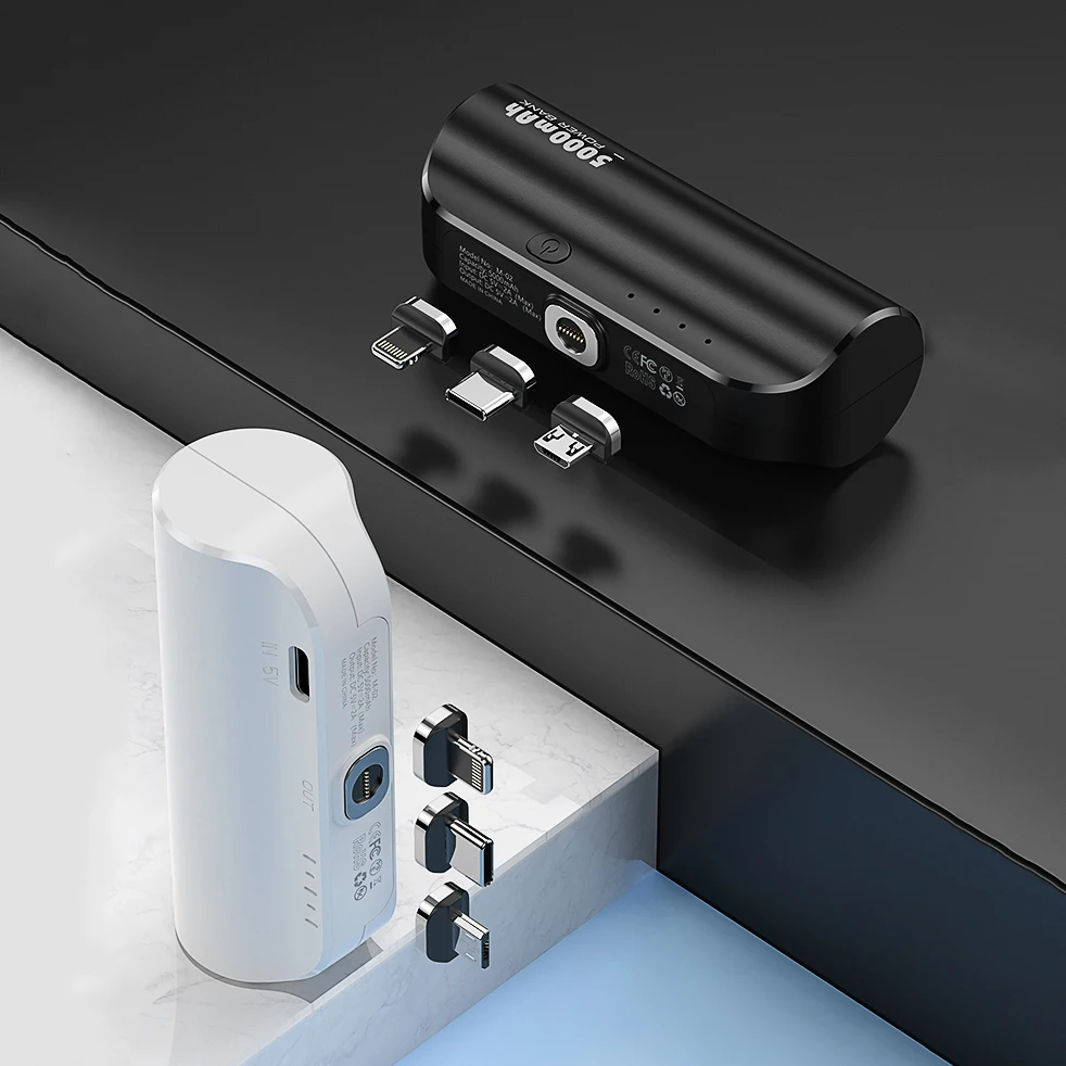 Portable mini power bank magnetic 3 in 1 wireless 5000 mah quick charging power bank with led indicator