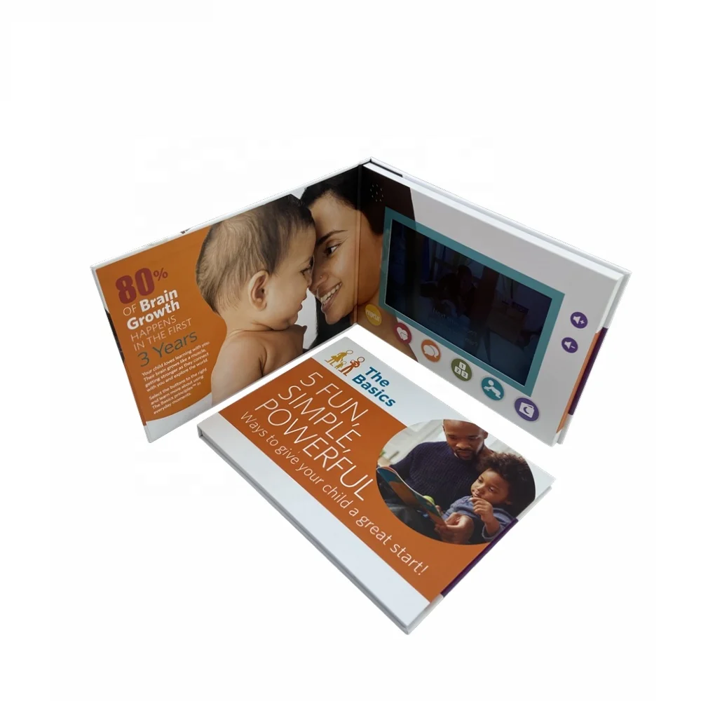 7insh A5 touch screen lcd  customized video brochure for wedding decoration