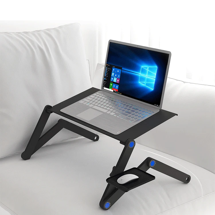2024 Home Office Outdoor Aluminum Folding Laptop Table With Cooling Fan Bed Side Table Portable Adjustable Folding Laptop Desk