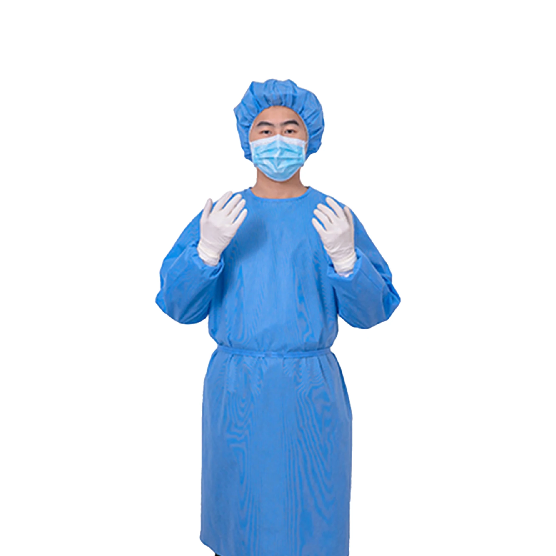 Blue color sms/pp isolation gown disposable medical isolation gown
