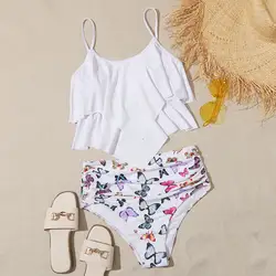 Уровень 10153 новое платье с завышенной талией 4 слоя при менструации, купальный костюм с защитой от протечек женские период купальники для женщин