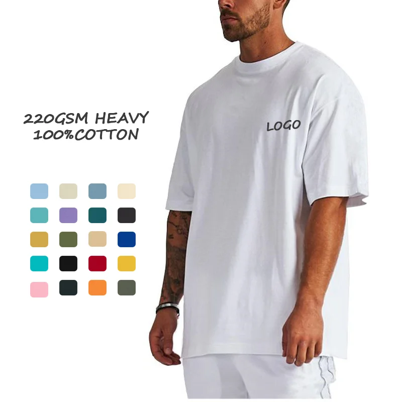 220Gsm 100%Cotton Sublimation Unisex Streetwear Heavy Cotton Black Heavyweight T Shirts T-shirt For Men