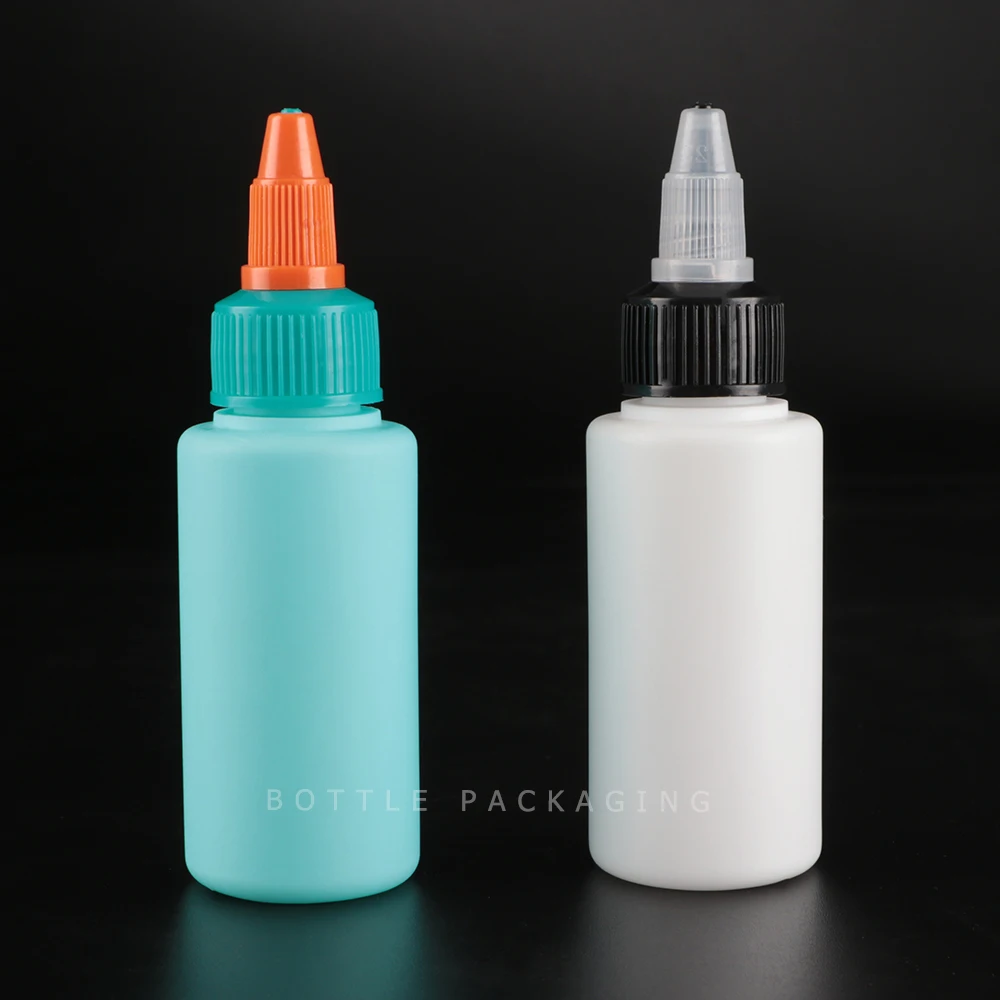 HDPE Mini 40ml Transparent Squeeze Applicator Glue Bottle with Twist Cap Plastic Bottles For Paint
