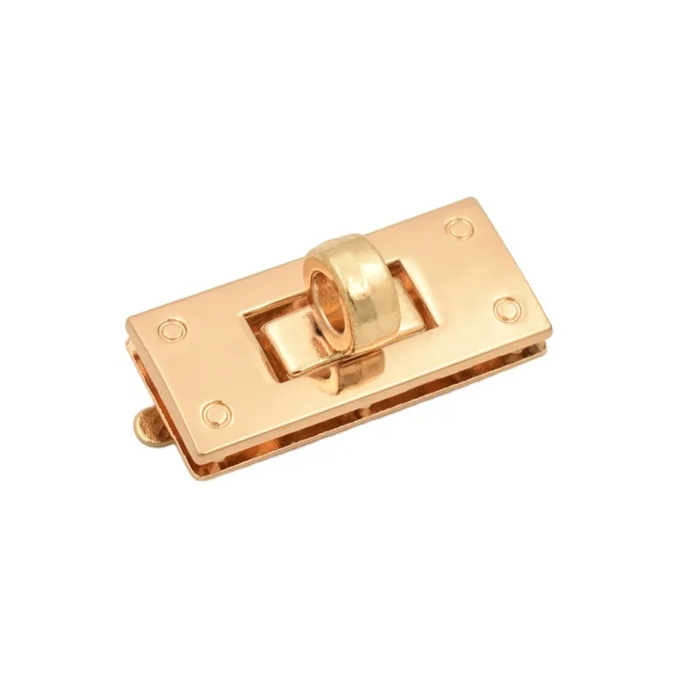 Custom rectangle metal twist lock fasteners for handbags
