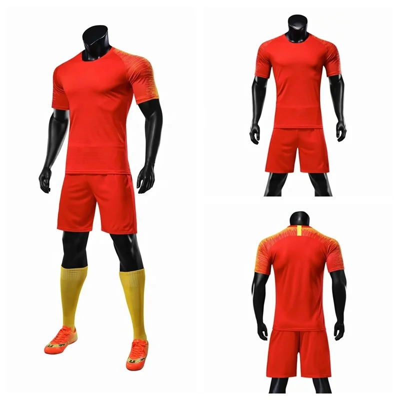 Professional New Men Kids China Dragon Red Black Sports Running Football Shirts Kits