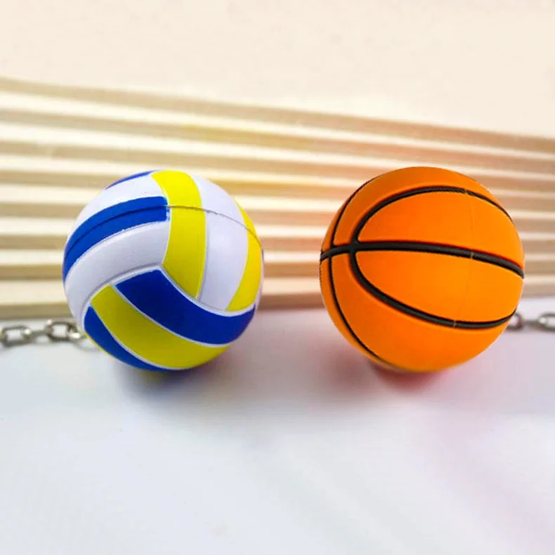 Factory Wholesale Custom Logo Sports Ball Keychains Cute Mini 3D Basketball Keychain Ball