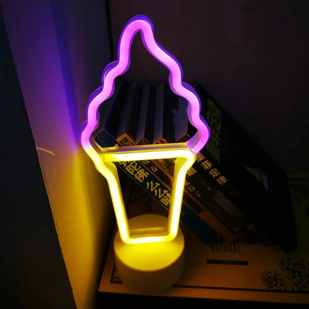 Top Sale Acrylic Board PVC Tube Material Ice Cream Angel Wings Beer Custom Neon Sign for counter bar home bedroom decoration
