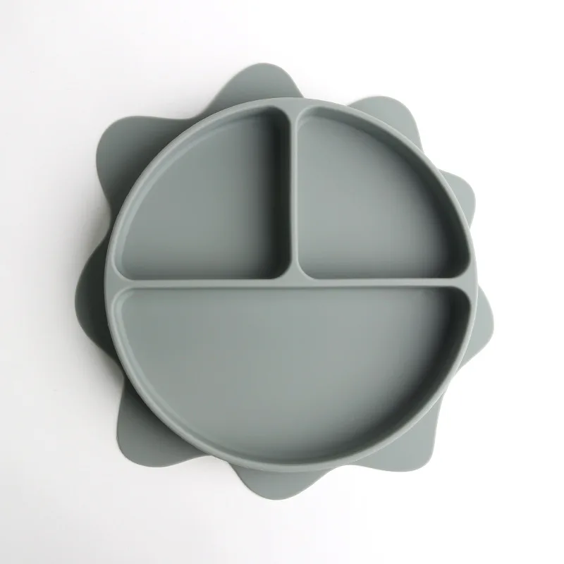 Food Light Blue Dinner Tableware Kids Plate Set Children Lion Suction Plate Silicone Plate