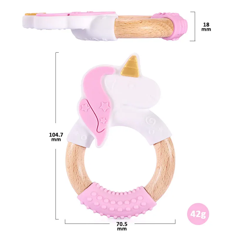 Wholesale Children Safe Shenzhen Wood Chew Ring Silicone Custom Kids Wooden Teether