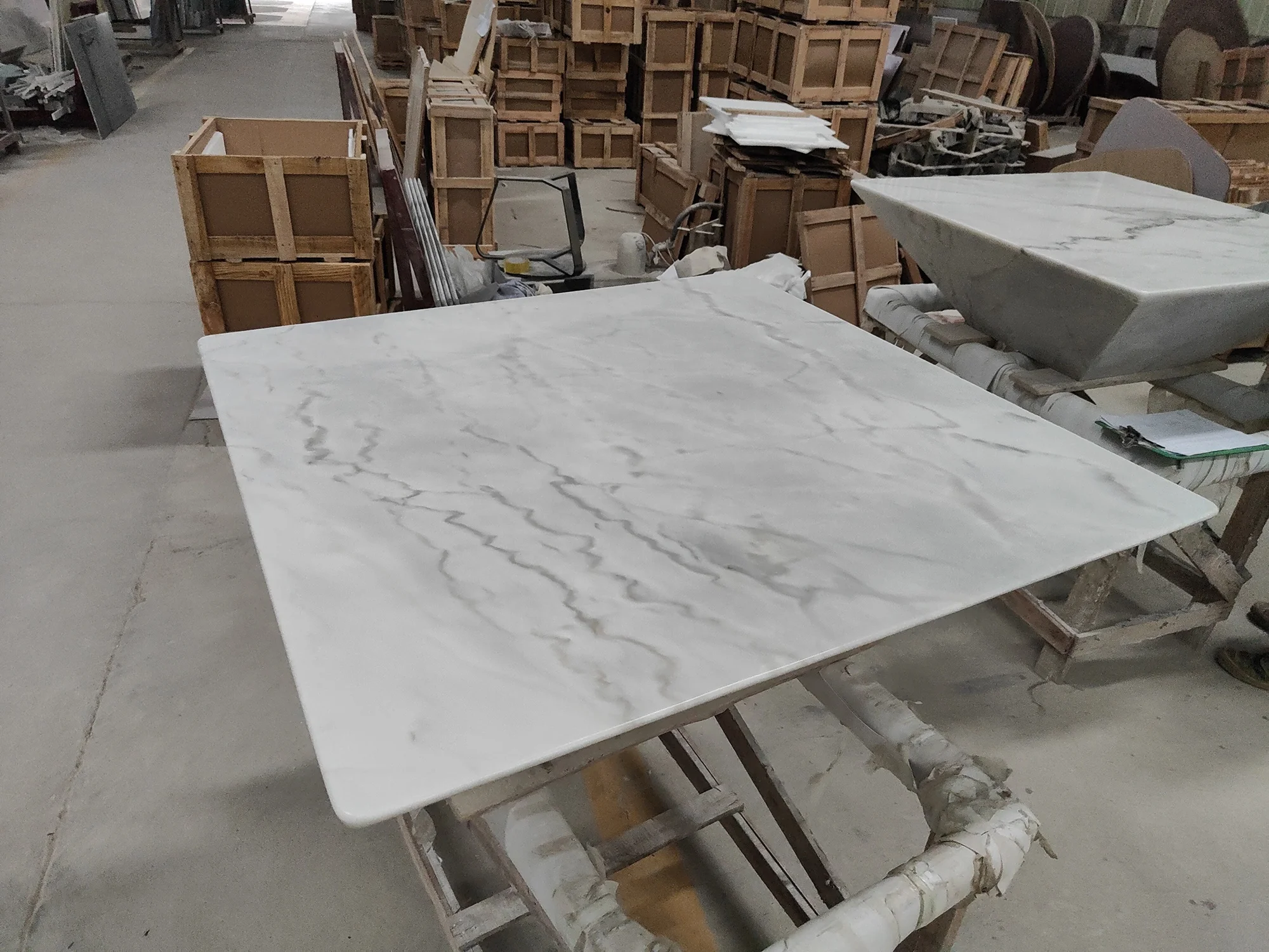 Foshan Shunde Furniture Factory Direct Sale White Marble Modern Square Coffee Table