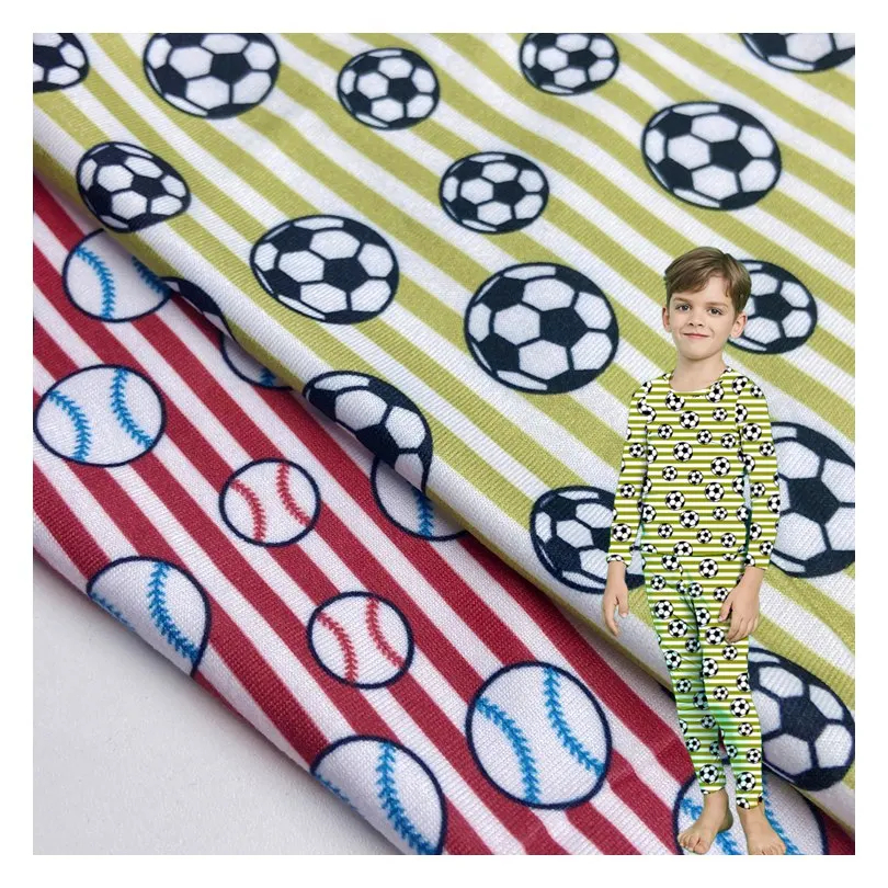 Soft 95/5 polyester spandex knitted custom baseball printed 150GSM dty double brush single jersey fabric for kids