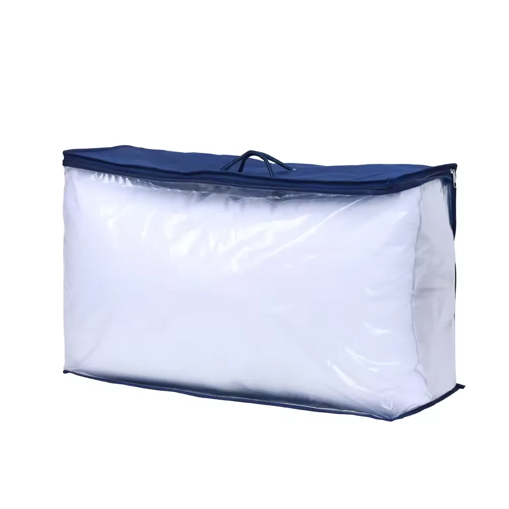Wholesale Transparent PVC Plastic Zipper Bags for Pillow Quilt Packaging Bags with Handle Transparent Comforter Bag