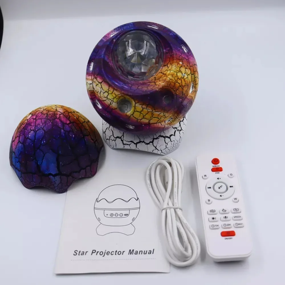 Dinosaur Egg Projector For Bedroom Remote Control White Noise BT Speaker LED Night Lights Music Sky Kids