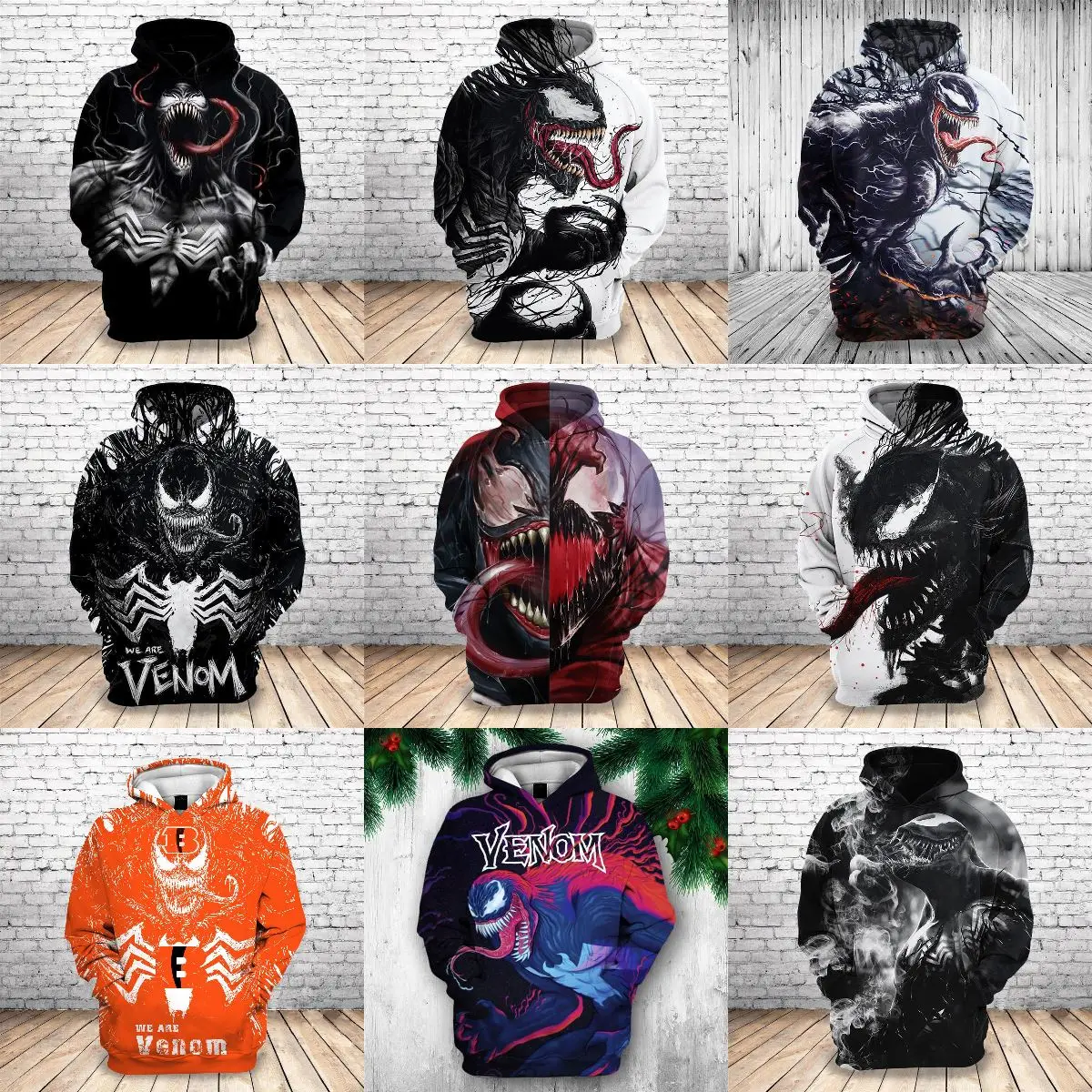 New 3D printing venom jacket ornaments dolls office car Custom printing venom Leisure sports hoodie ornaments