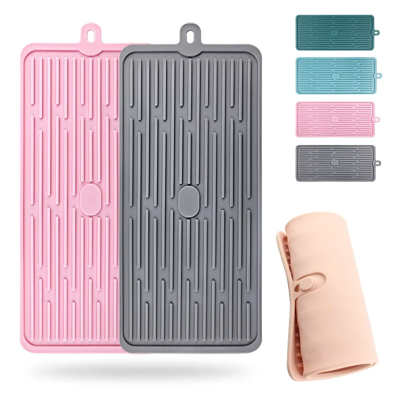 Kitchen Bowl and Cup Dish Pad Wholesale Fruit Drainer Mat Heat Reusable Sink Organizer Rack Silicone Dish Drying Mat