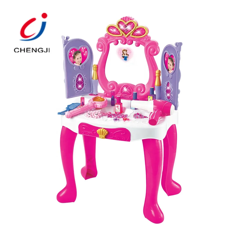 Fashion princess girls makeup set dressing table toy dresser with mirror toy