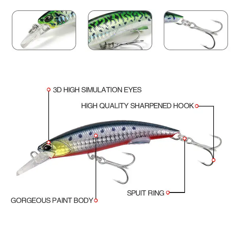 92mm 40g 10Colors Sinking Minnow Lure Wholesale Hard Plastic Fishing Lure for Stream Trout Bass